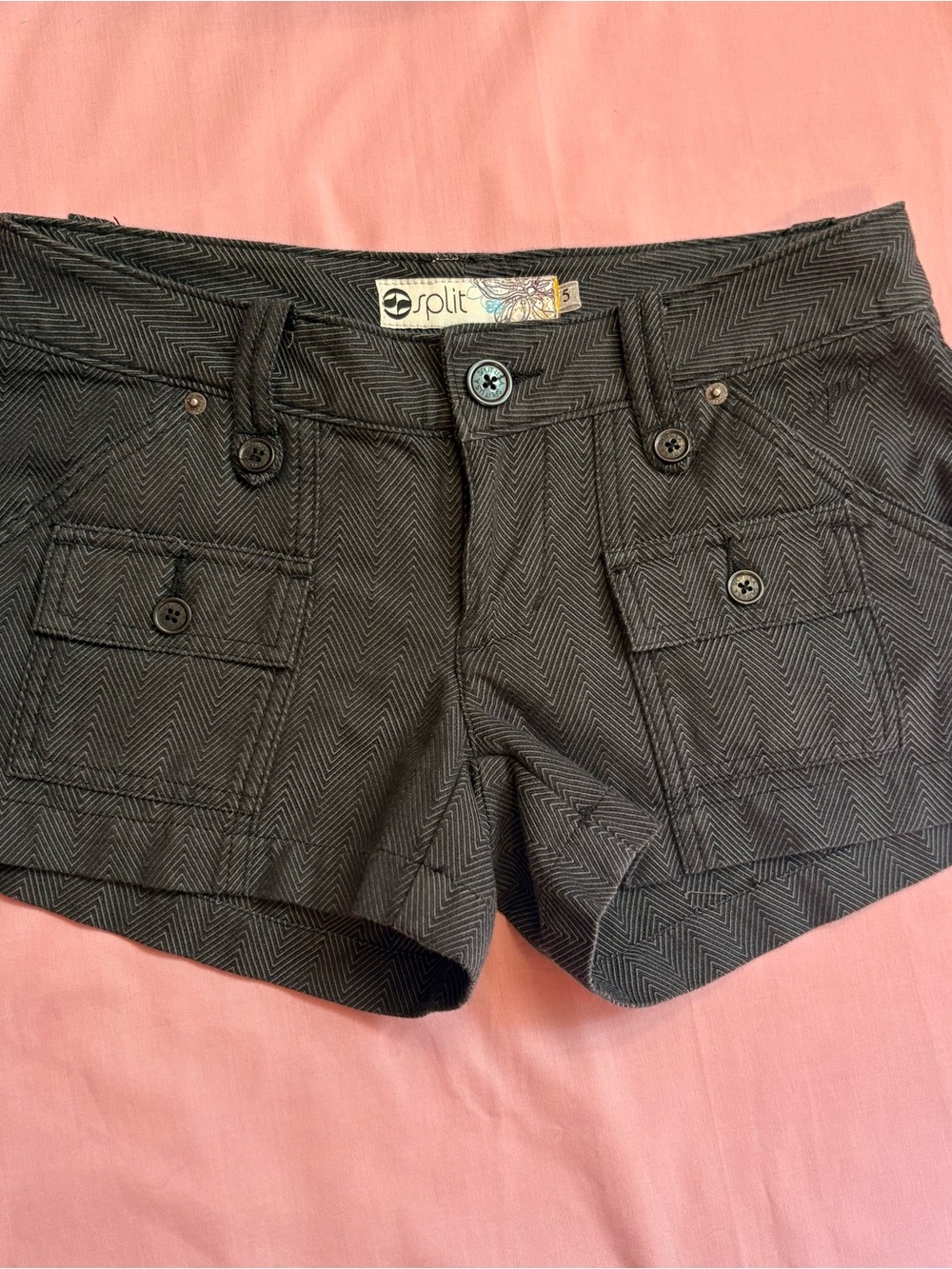 Herringbone low rise Cargo Shorts
